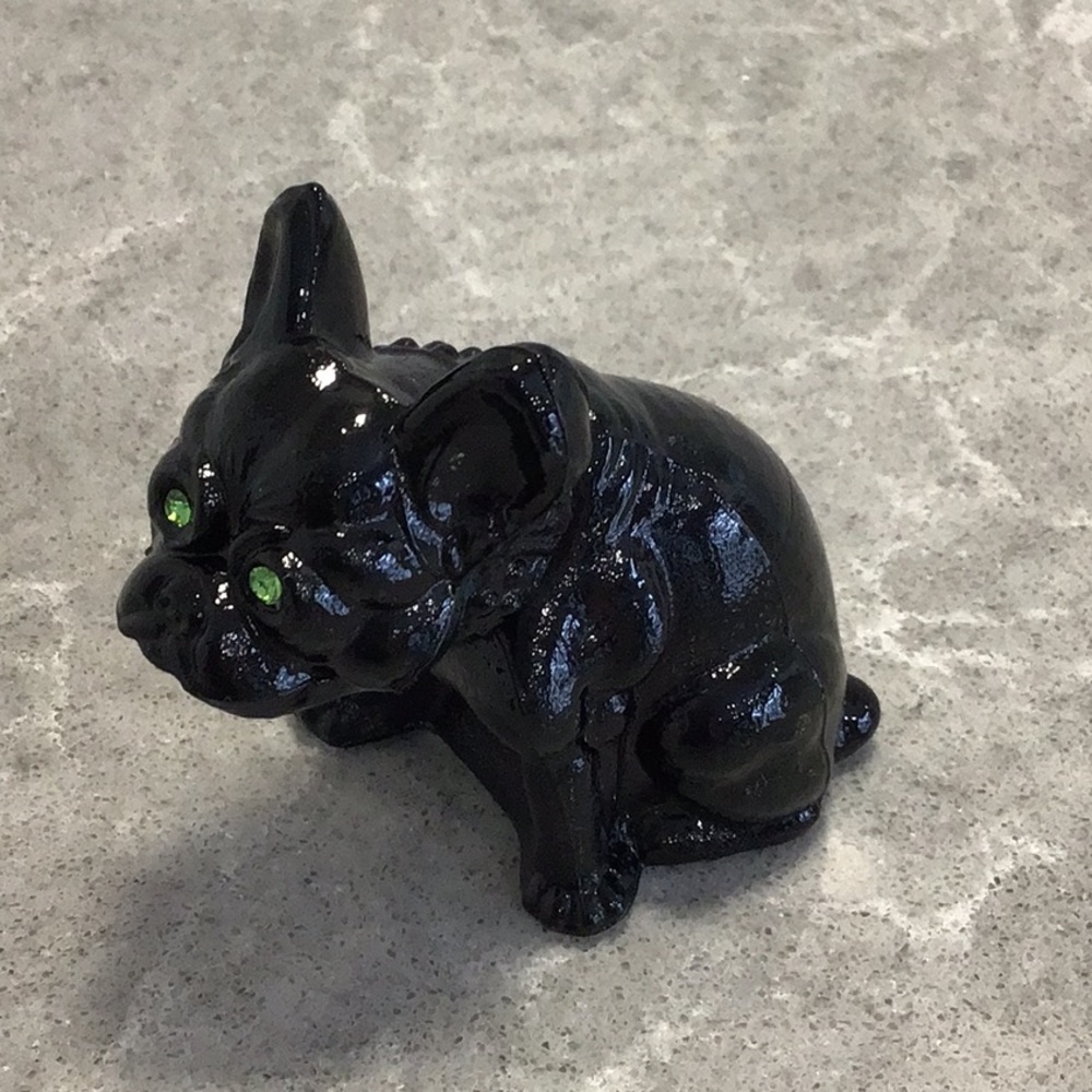 Vtg Westmoreland 2.5” Glass Bulldog Figurine Rhinestone Eyes
